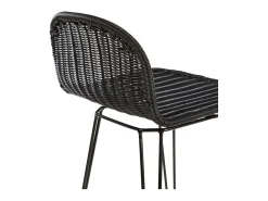 Set de 2 taburetes para isla de cocina en resina tejida negra 63 cm - Jigani