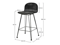 Set de 2 taburetes para isla de cocina en resina tejida negra 63 cm - Jigani