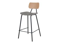 Set de 2 taburetes para isla de cocina en cuero sintético gris 65 cm - Madrague