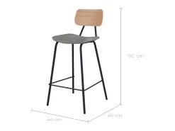 Set de 2 taburetes para isla de cocina en cuero sintético gris 65 cm - Madrague