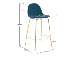 Set de 2 taburetes para isla de cocina en cuero sintético azul 65 cm - Henrik
