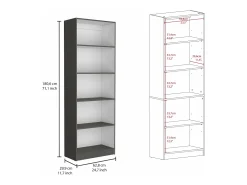 Set de estanteria de oficina home de 3 piezas en melamina con estantes y 4 puertas , 180.6 cm X 152.8 cm X 29.9 cm , Multicolor