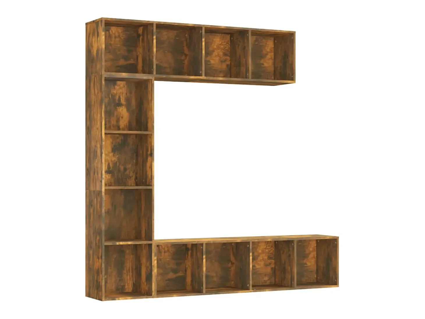 Set de estanteria/mueble TV 3 pzas roble ahumado 180x30x180 cm