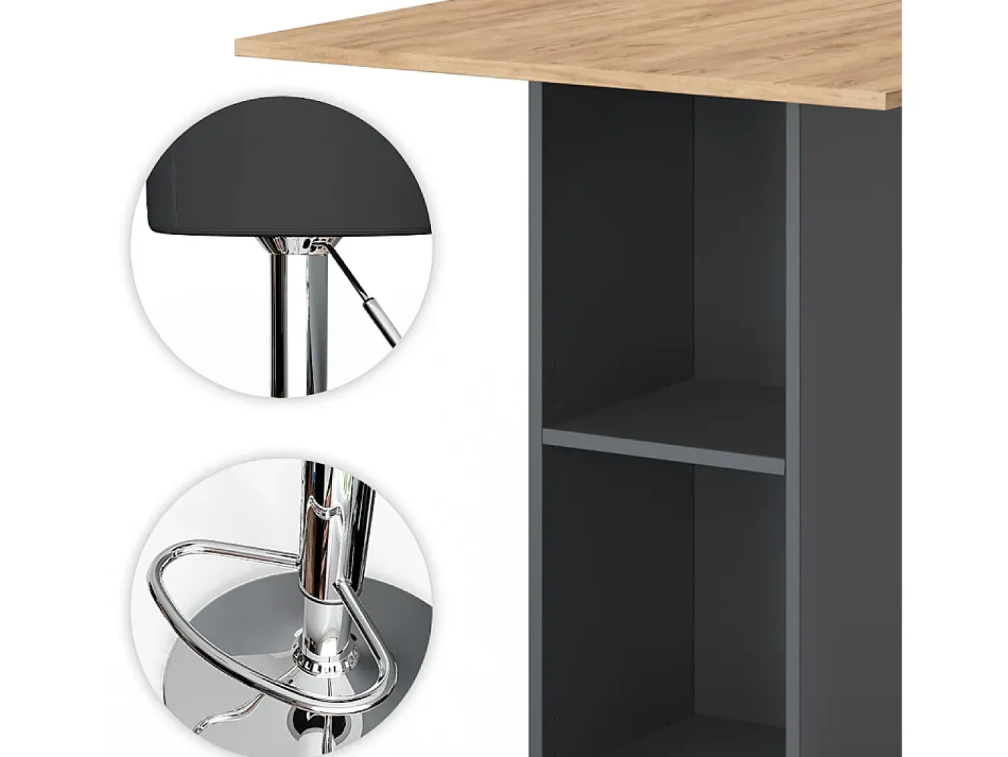 Set de mesa de bar antracita 70x70x109 rodeo