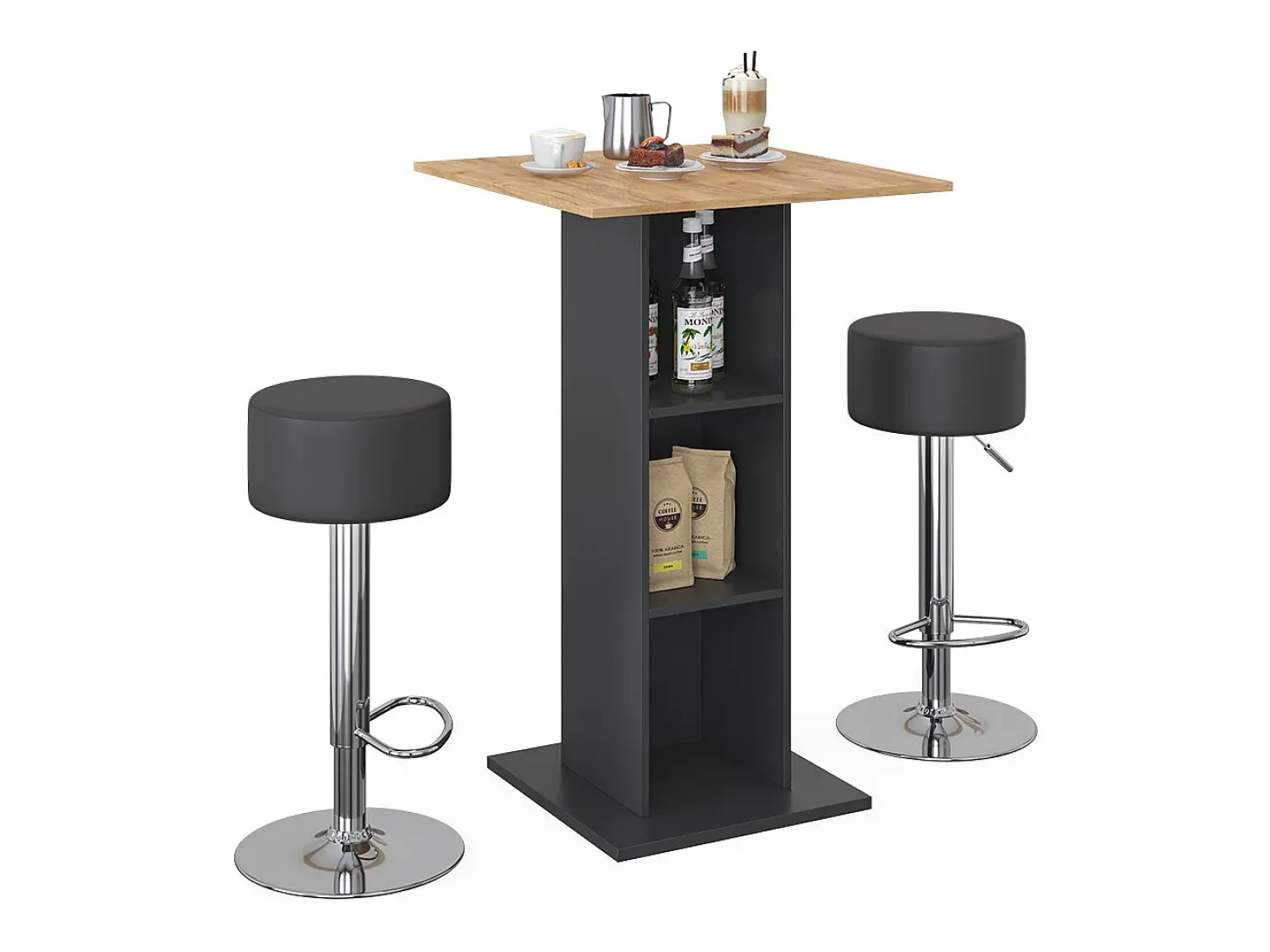 Set de mesa de bar antracita 70x70x109 rodeo