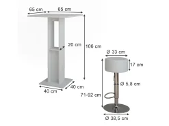 Set de mesa de bar blanco 65x65x106 repose
