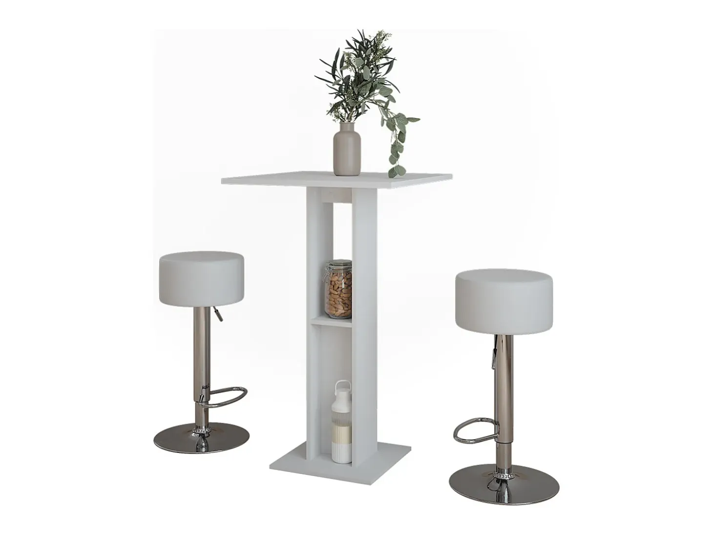 Set de mesa de bar blanco 65x65x106 repose