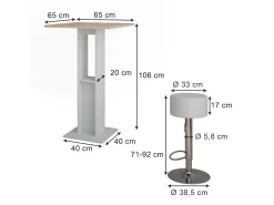 Set de mesa de bar blanco/sonoma 65x65x106 repose