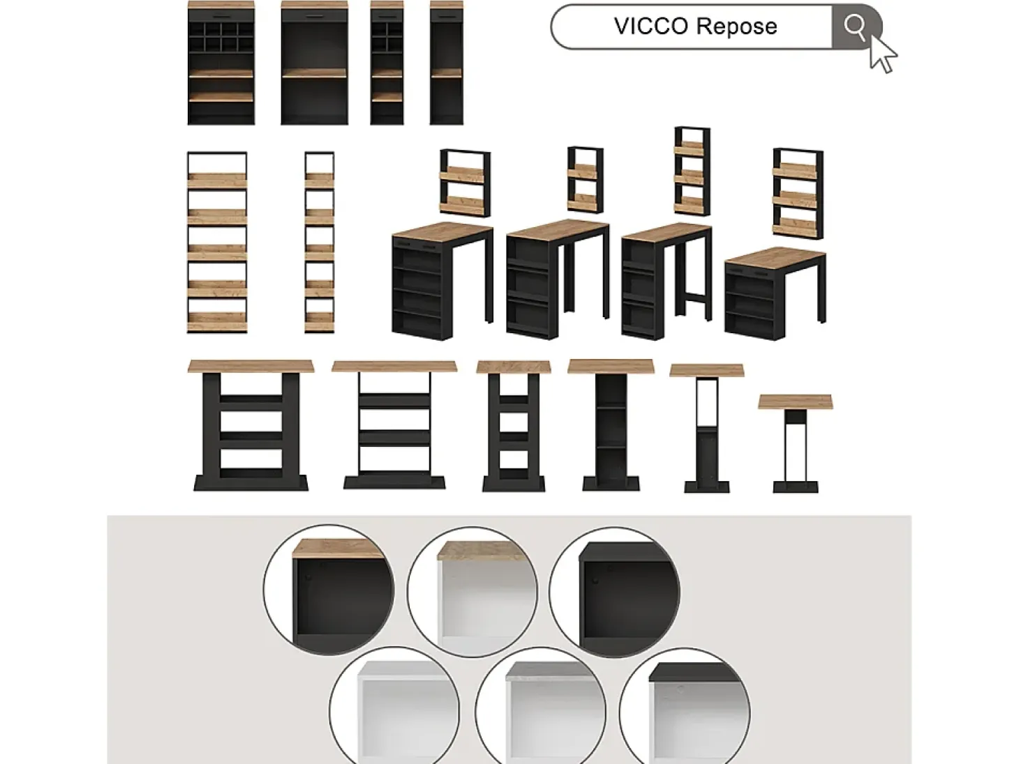 Set de mesa de bar oro power roble/antracita 57x117x106 repose