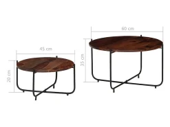 Set de mesas de centro 2 piezas madera maciza sheesham 60x35 cm