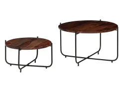 Set de mesas de centro 2 piezas madera maciza sheesham 60x35 cm
