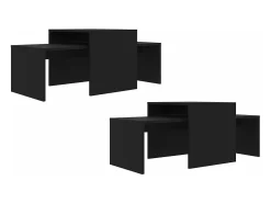 Set de mesas de centro madera contrachapada negro 100x48x40 cm