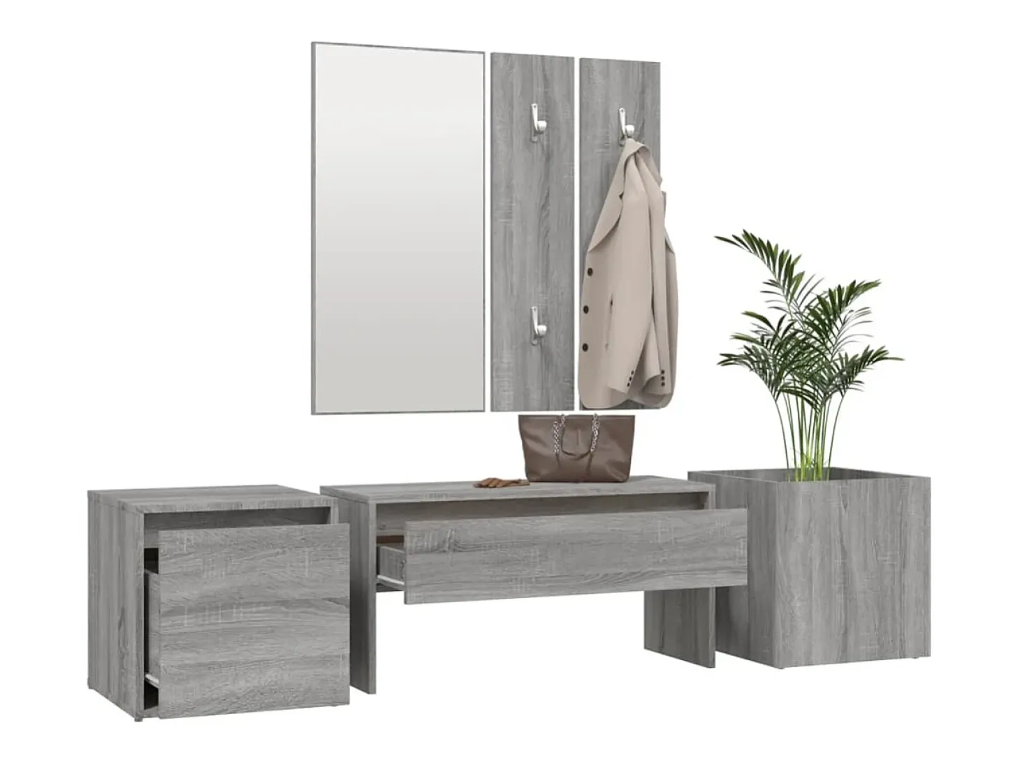 Set de muebles de recibidor madera contrachapada gris Sonoma ES683962