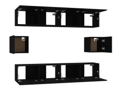 Set de muebles para TV 6 piezas madera contrachapada negro ES46294
