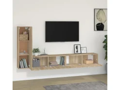 Set de muebles para TV 3 pzas madera contrachapada roble sonoma ES70770