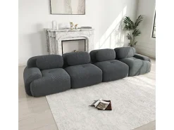 Set de Sofá Modular de Pana Acanalada: Pouf - 92.5x75x44cm - Beige