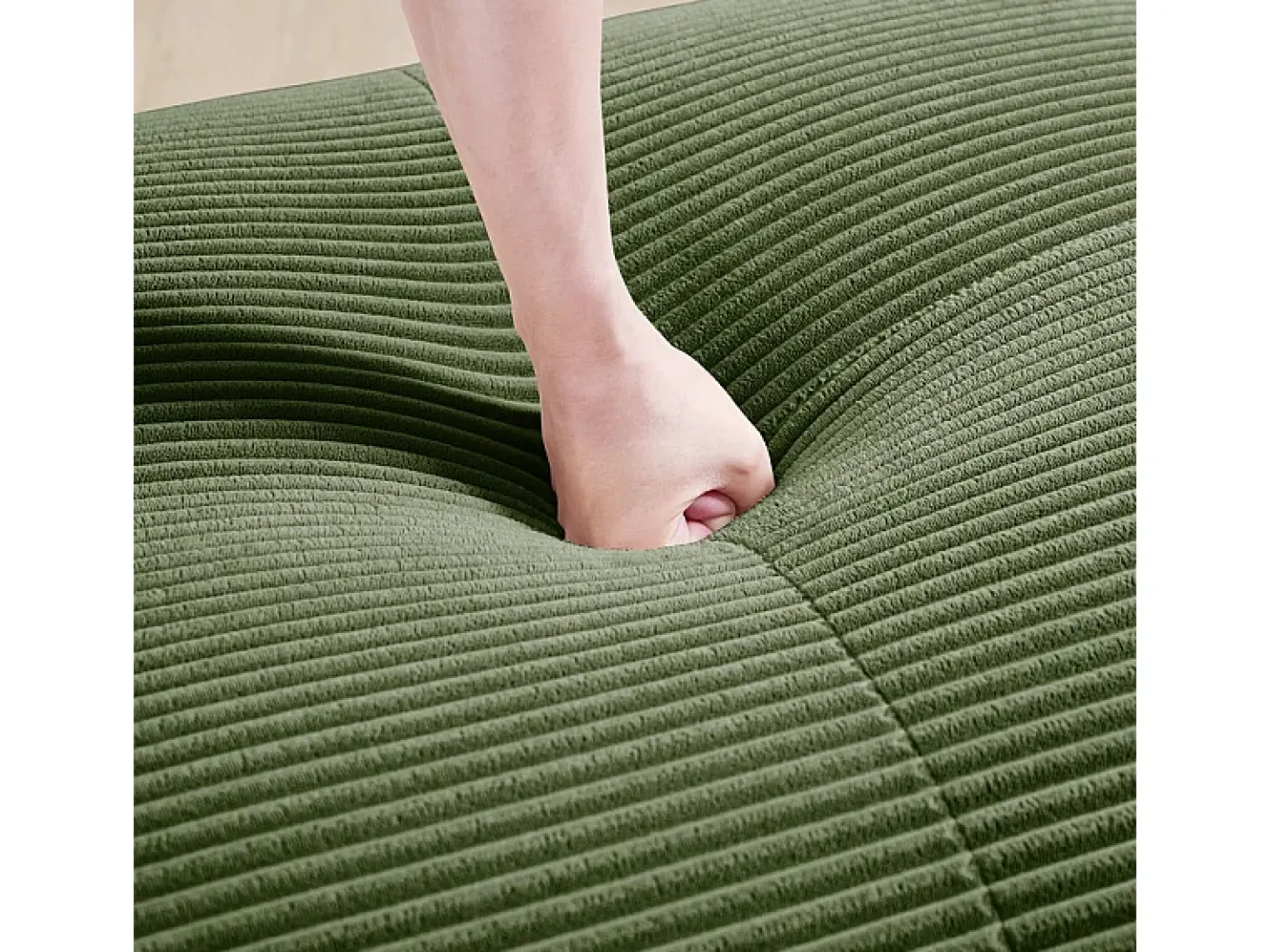 Set de Sofá Modular de Pana Acanalada: Pouf - 92.5x75x44cm - Verde