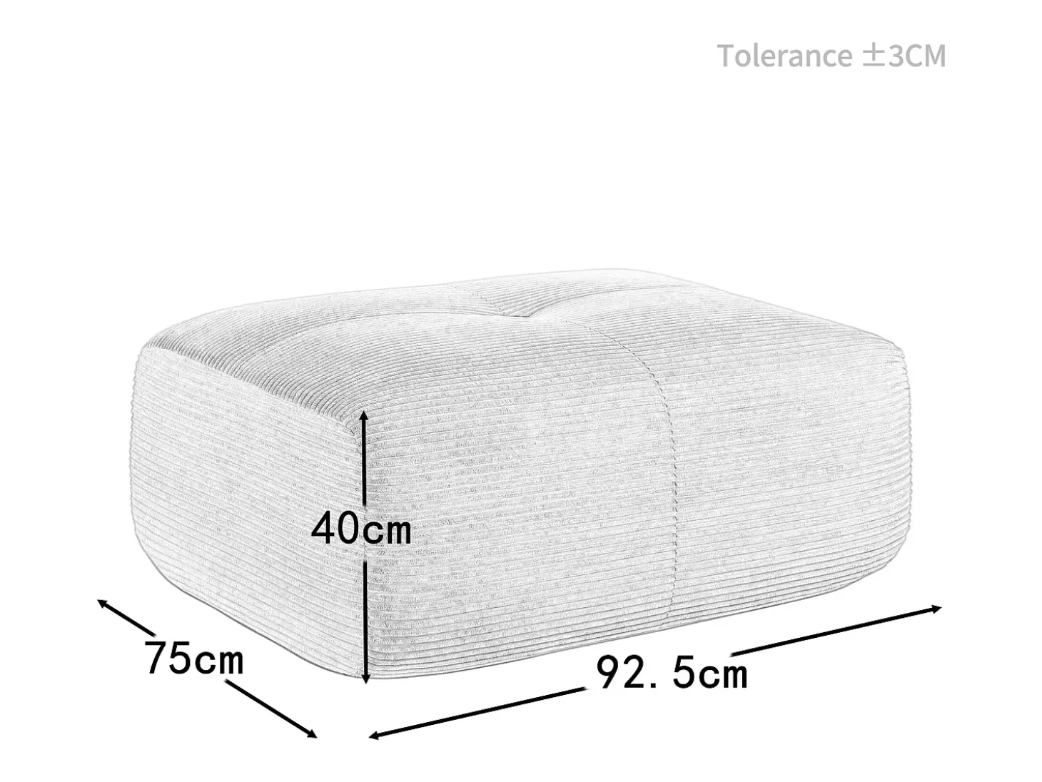 Set de Sofá Modular de Pana Acanalada: Pouf - 92.5x75x44cm - Verde