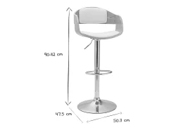 Set de 2 taburetes de cocina ajustables de poliuretano blanco y madera clara EUSTACHE