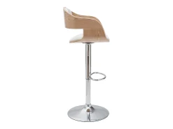 Set de 2 taburetes de cocina ajustables de poliuretano blanco y madera clara EUSTACHE