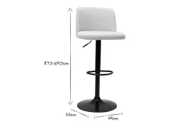 Set de 2 taburetes de cocina regulables de tejido efecto aterciopelado beige y metal negro MONTI