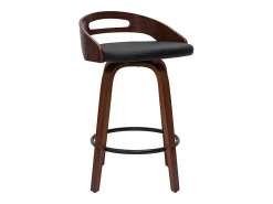Set de 2 taburetes de cocina de diseño madera oscura y poliuretano negro 65 cm MANO