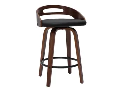 Set de 2 taburetes de cocina de diseño madera oscura y poliuretano negro 65 cm MANO
