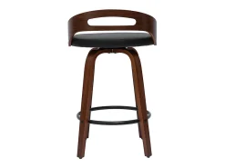 Set de 2 taburetes de cocina de diseño madera oscura y poliuretano negro 65 cm MANO