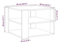 Set mesas de centro madera ingeniería envejecida 58x58x40 cm