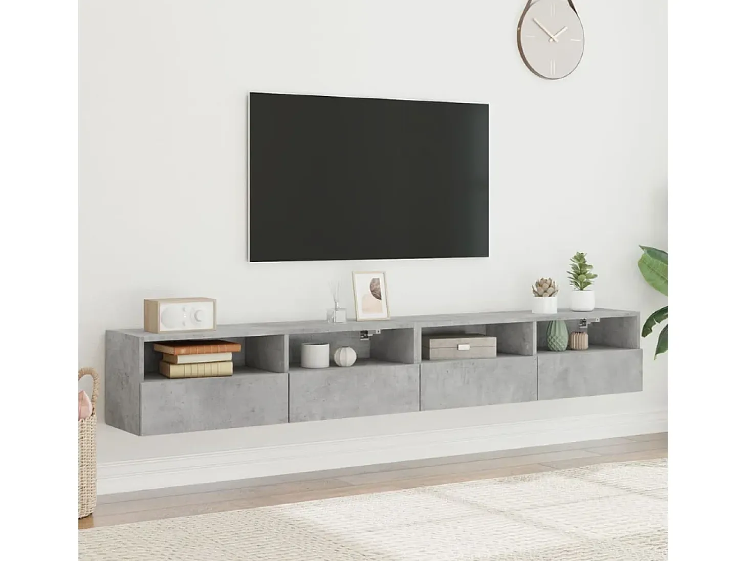 Sil Muebles de pared de TV 2 uds madera gris hormigón 100x30x30 cm