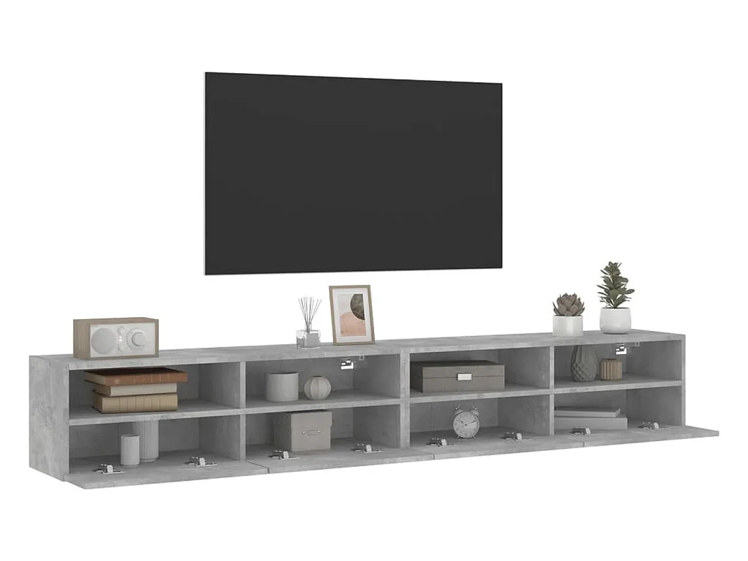 Sil Muebles de pared de TV 2 uds madera gris hormigón 100x30x30 cm