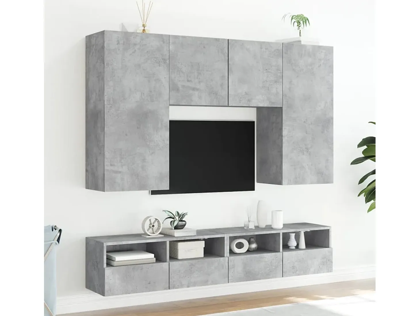 Sil Muebles de pared de TV 2 uds madera gris hormigón 100x30x30 cm