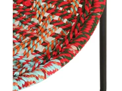 Silla circular chindi de tela multicolor