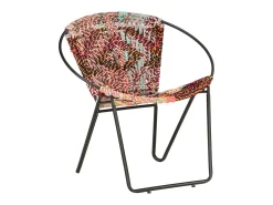 Silla circular chindi de tela multicolor