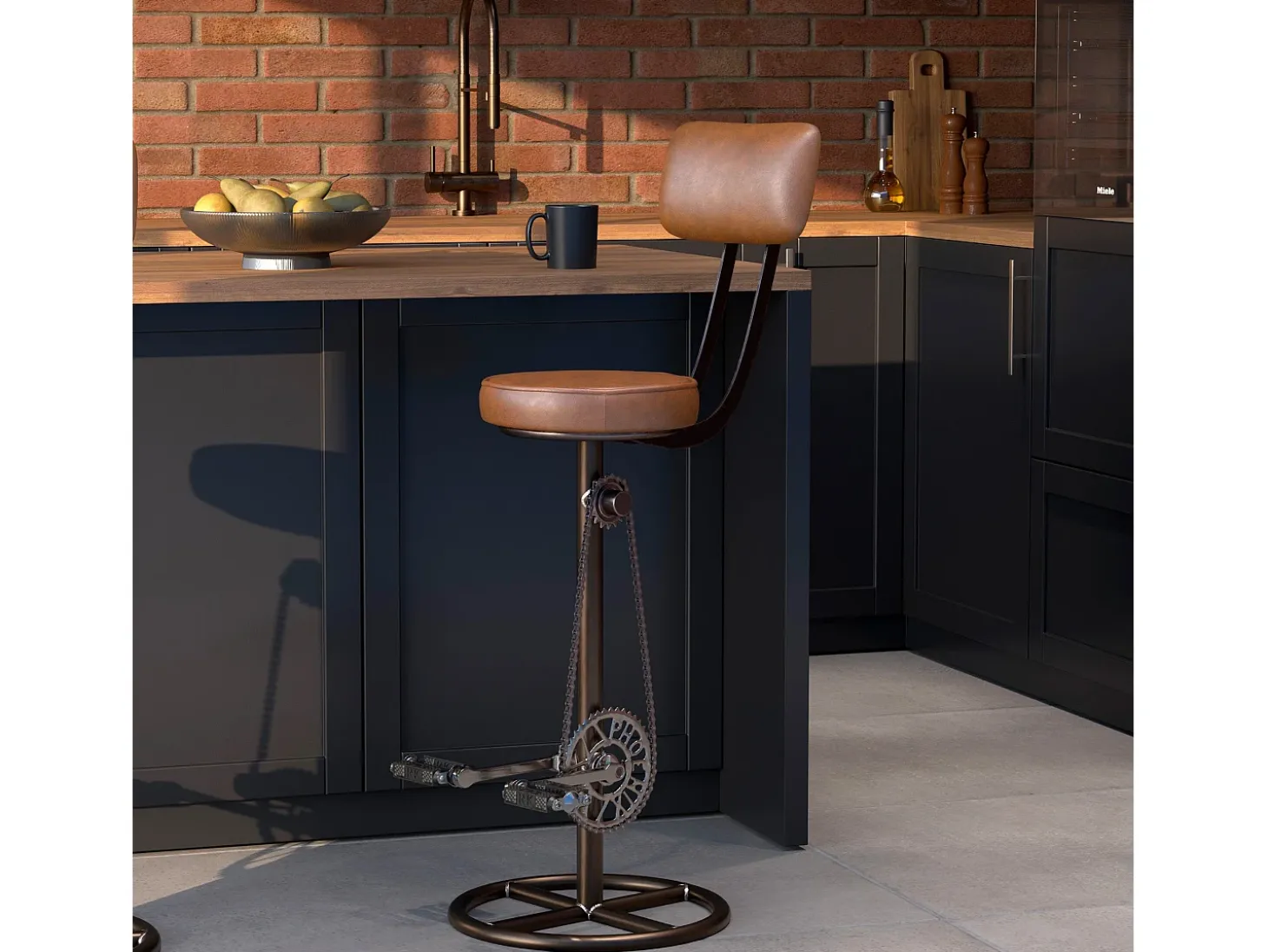 Silla de bar de cuero de 76 cm con respaldo - Phoenix