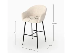 Silla de bar en tejido bouclé blanco 76 cm - Socky