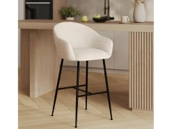 Silla de bar en tejido bouclé blanco 76 cm - Socky