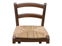 Silla de boda veneciana de madera oscura de 73 cm de alto con asiento de papel de arroz