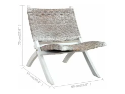 Silla de ratán kubu natural y madera maciza de caoba blanco