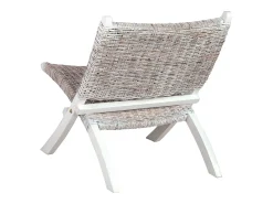 Silla de ratán kubu natural y madera maciza de caoba blanco