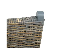 Silla de ratán kubu natural y madera maciza de caoba gris