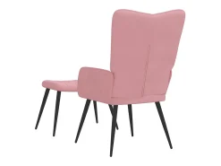 Silla de relajación con reposapiés terciopelo rosa