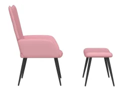 Silla de relajación con reposapiés terciopelo rosa