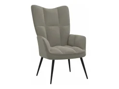 Silla de relajación con reposapiés terciopelo gris claro