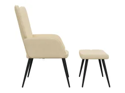 Silla de relajación con reposapiés tela crema