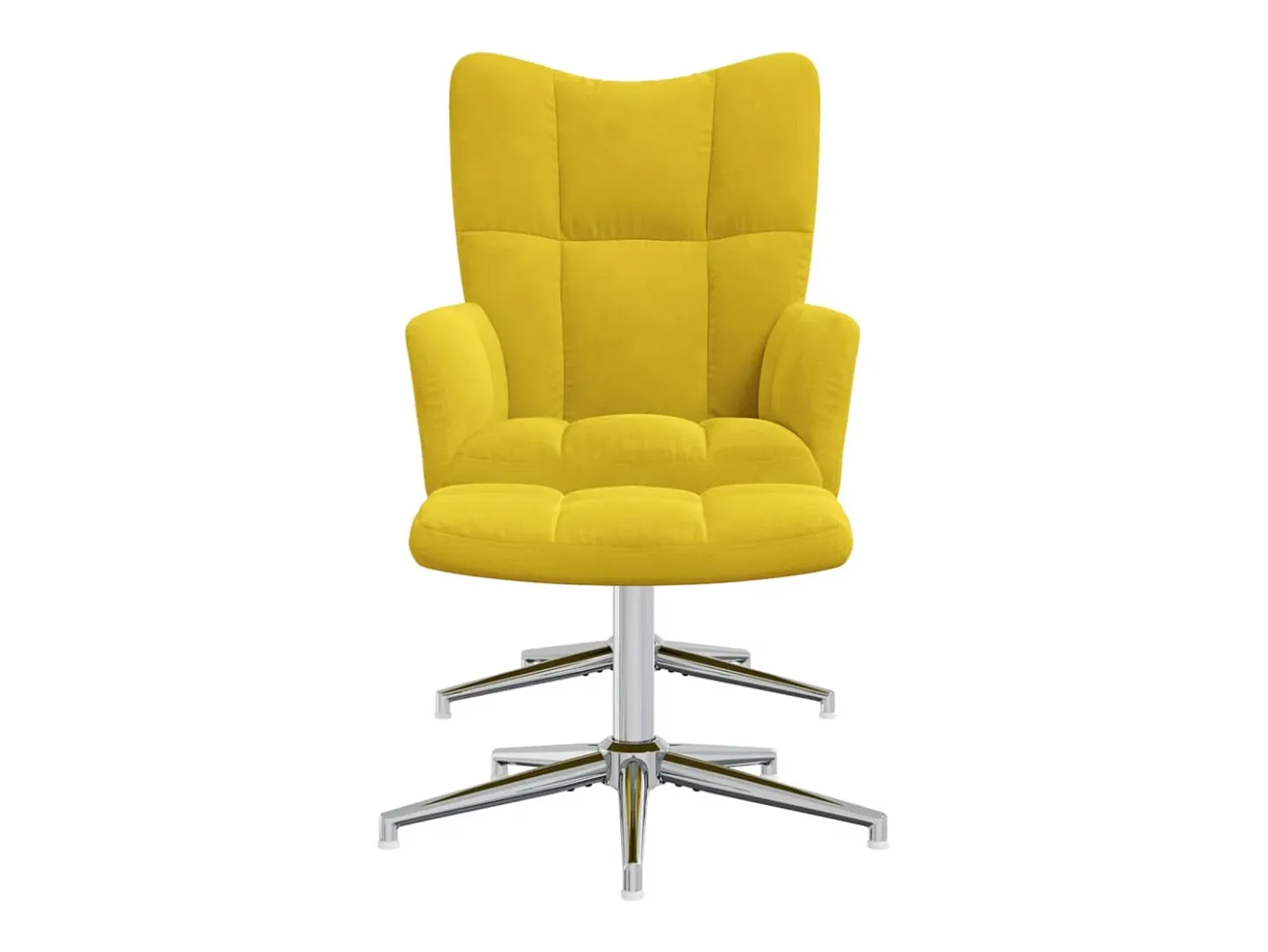 Silla de relajación con reposapiés terciopelo amarillo mostaza