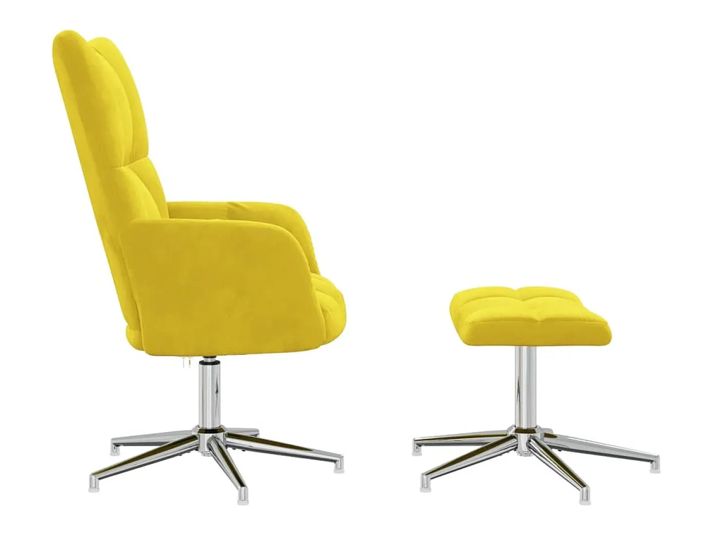 Silla de relajación con reposapiés terciopelo amarillo mostaza