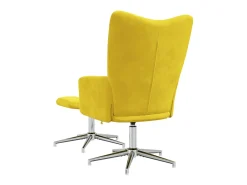 Silla de relajación con reposapiés terciopelo amarillo mostaza