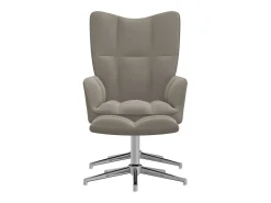 Silla de relajación con reposapiés terciopelo gris claro