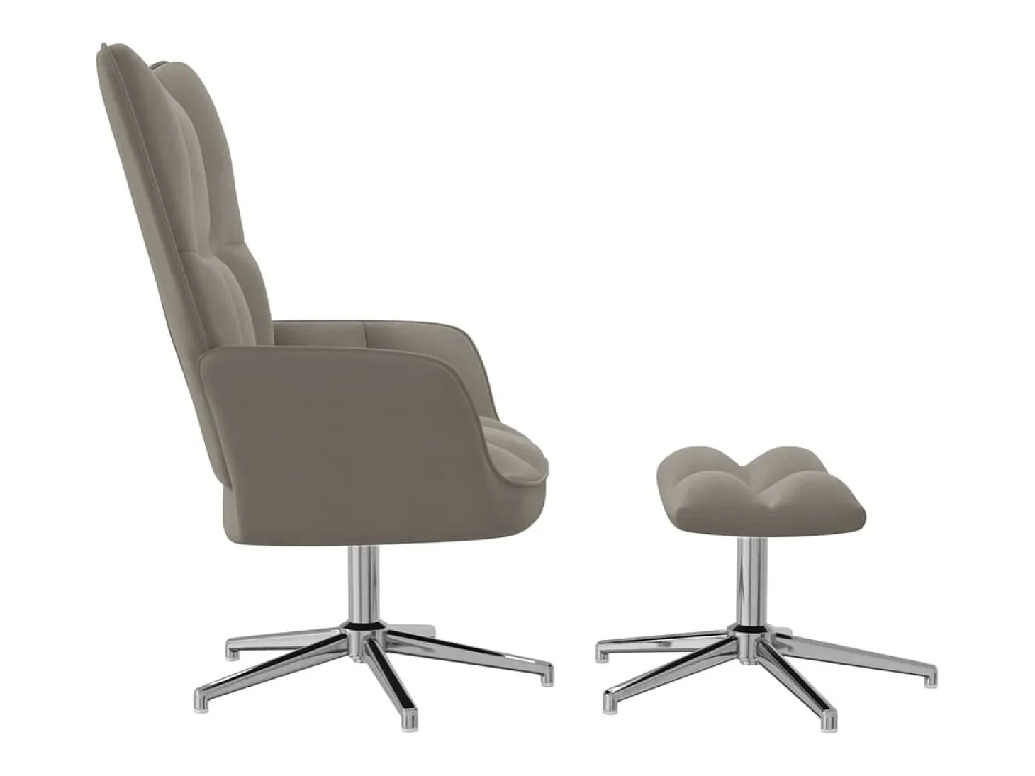 Silla de relajación con reposapiés terciopelo gris claro
